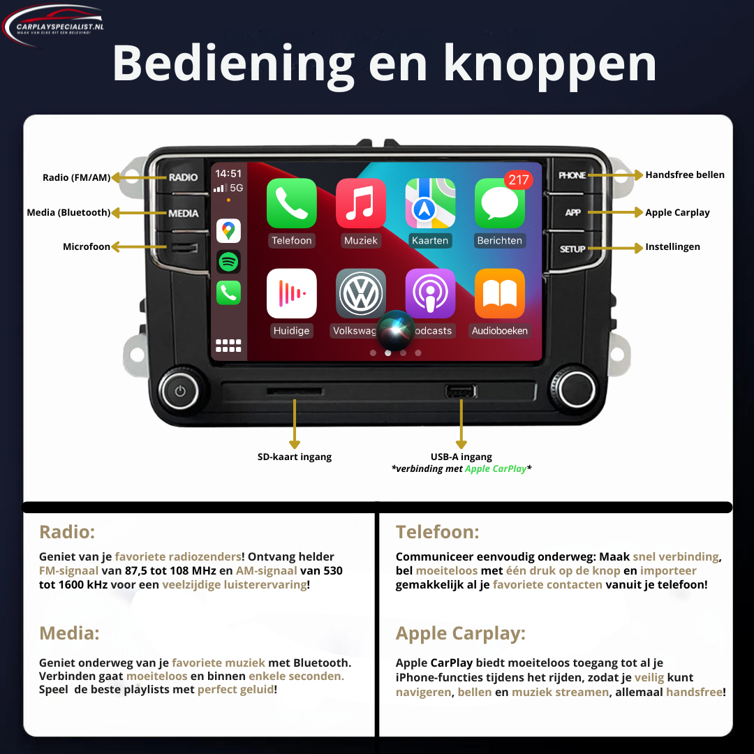 RCD 360 Apple Carplay en Bluetooth - Volkswagen Apple Carplay Infotainmentsyteem