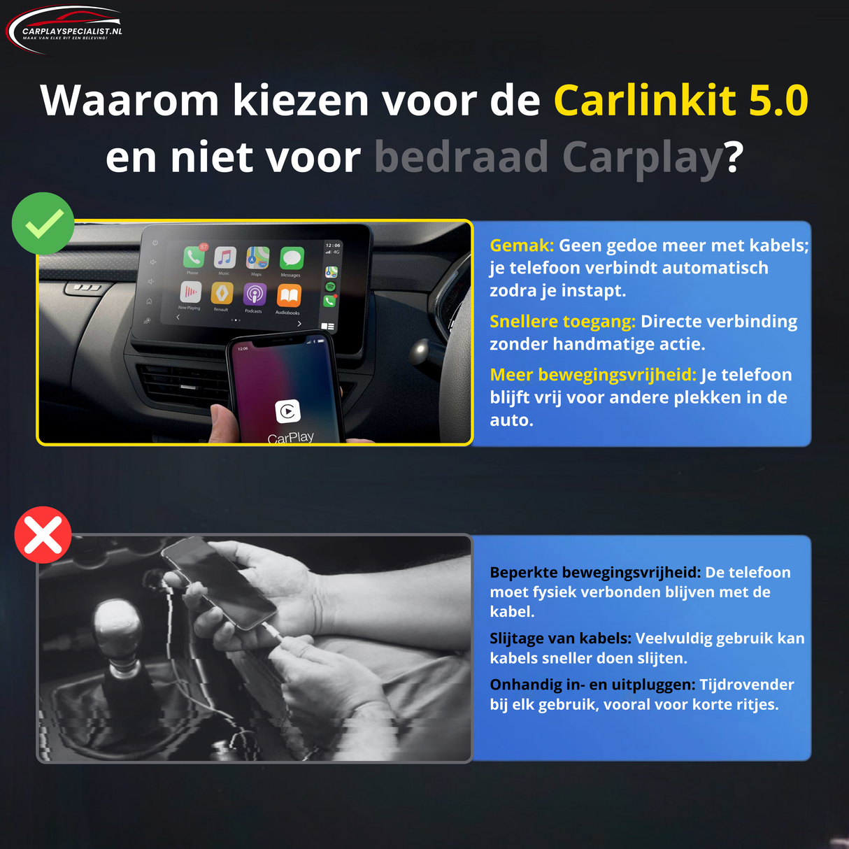 Carlinkit 5.0 CPC200-2Air: Draadloze Apple CarPlay & Android Auto Adapter