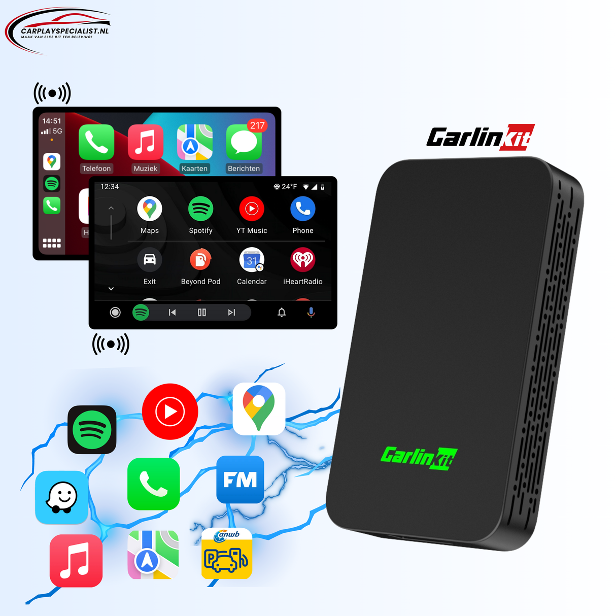 Carlinkit 5.0 CPC200-2Air: Draadloze Apple CarPlay & Android Auto Adapter