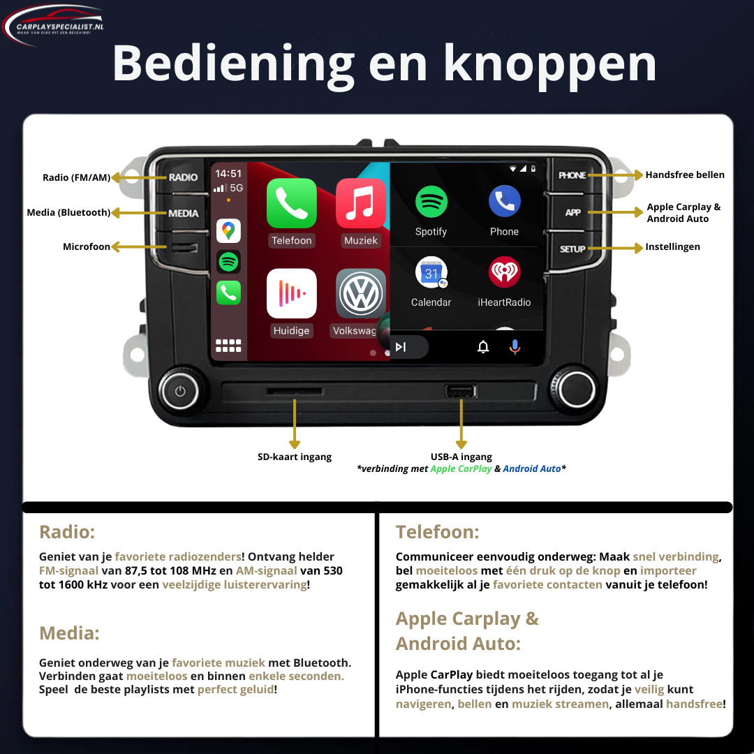 RCD 360 PRO - Volkswagen Apple Carplay en Android Auto Infotainmentsysteem